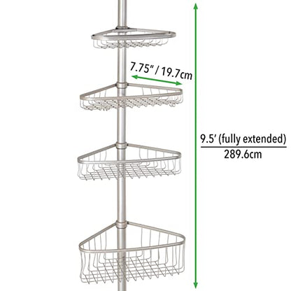 mDesign 0391MDBA Bathroom Shower Storage Constant Tension Corner Pole Caddy