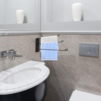 Rotating Stainless Steel Towel Rack Black 3-bar Punch-Free Wall Mounted Bathroom Towel Holder Organizer for Multiple