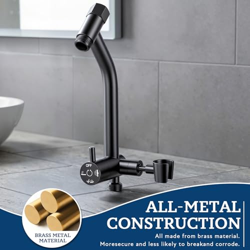 G-Promise All Metal Shower Diverter with Low Handheld Holder (Matte Black) | 6 Inch Downward-Extend Bracket for All Heights, 4 Spray Modes with Pause Mode, Anti-Leak, Easy Install, Universal Replacement - color: Matte Black, size: Lower 6 Inch