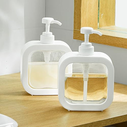 Hand Soap Dispenser for Bathroom, Modern Dish Soap Dispenser for Kitchen Sink, Liquid Soap Container with Pump, Clear Plastic Soap Pump Bottles (2 Packs,17oz, White) - color: White 500ml