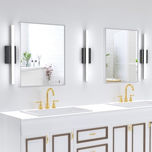 42Inch LED Bathroom Vanity Light Bar 5700K Dimmable Led Bathroom Light Over Mirror Modern Bath Wall Light Cool White ETL Certified 40W 2Pack - color: 2 Pack - Black 5700k Daylight, size: 42 Inch