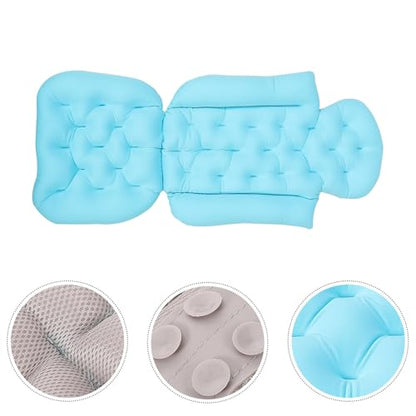 Ciieeo Adult Bathtub Cushion and Non-Slip Bath Mat with Suction Cups, Small Size Blue Full Body Bath Pillow for Adults, Anti-Slip Bathtub Support Cushion for Relaxing Bathing Experience