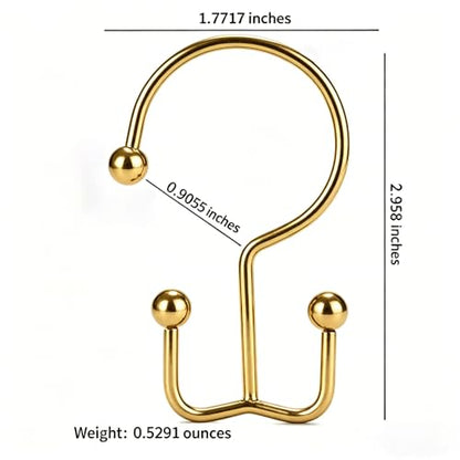 6 Pieces Shower Curtain Hooks, Double Glide Shower Rings, Gold | Double Glide Shower Rings for Bathroom Curtain Rods. Use in bathrooms. For everyday styling, parties, celebrations, weddings. - color: Gold