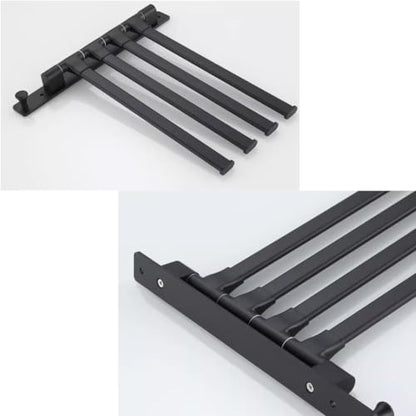 ZHOUXIAO Swing Out Towel Bar Holder/Swivel Multiple Towel Rack for Bathroom or Kitchen, Metal Towel Bar Folding Arm Swivel Hanger Bathroom Storage Organizer Wall Mounted black-4Bar