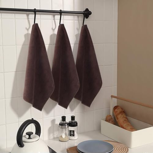 Microfiber Dish Cloth Kitchen Cleaning Cloth 12x12In 12 Pack Brown | Absorbent, No Streak, Dish Rags, Lens, Cloths - color: Dark Brown
