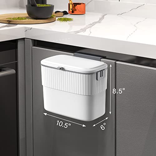 ELPHECO Kitchen Compost Bin with Lid, 1.8 Gallon, Hanging Trash Can | 7 Liter Wall-Mounted Garbage Can, Plastic Wastebasket, Under-Sink Trash Bin for Cabinet Door, Cupboard, Bathroom and Office - size: 1.8 Gallon
