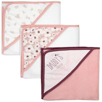 Hooded Baby Bath Towel and Washcloth 6 Piece Set for Newborns, Infants & Toddlers, Boys & Girls Baby Hooded Towels Set - color: Daddy's Little Sweetie