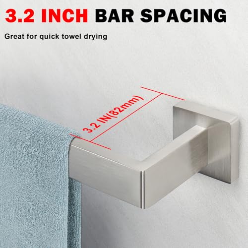 Towel Bar for Bathroom, 16 Inch Stainless Steel Bath Towel Rack Wall Mounted Towel Holder Hardware Accessory (Brushed Nickel)