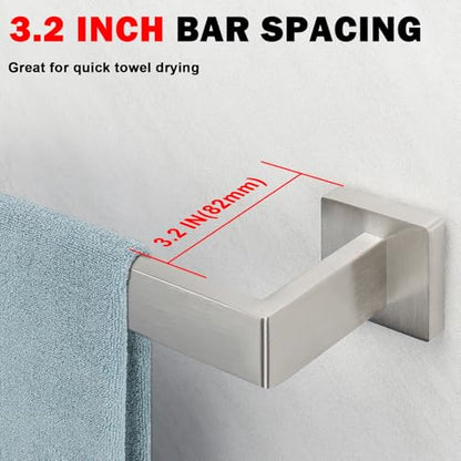 Towel Bar for Bathroom, 16 Inch Stainless Steel Bath Towel Rack Wall Mounted Towel Holder Hardware Accessory (Brushed Nickel)