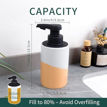 BosilunLife Automatic Soap Dispenser Ceramic Hand Free Soap Dispenser with Waterproof Pump Rechargeable Smart Electric Soap Lotion Dispenser Touchless for Kitchen Bathroom (White-Orange, Liquid Pump) - color: White-orange(liquid)