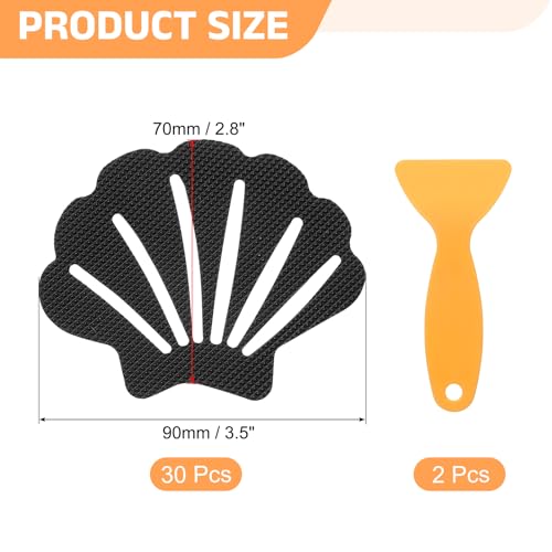 uxcell 30pcs Non-Slip Bathtub Stickers, Anti-Slip Shower Stickers Showers Treads Shell Shaped Appliques with 2 Pcs Scraper for Bath Tub Shower Stairs, Black - color: Black