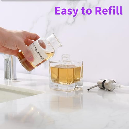 Square Bathroom Soap Dispenser Brushed Nickel, Glass Bottles with Stainless Steel Pump Cube Liquid Soap Dispenser Hand Kitchen - color: Brushed Nickel