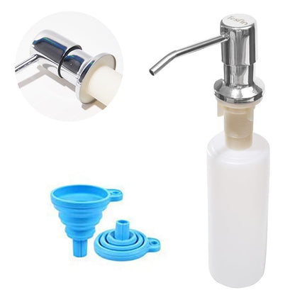 Soap Dispenser for Kitchen Sink (Chrome),Built in Design Sink Soap Dispenser, Refill from The Top, Stainless Steel Kitchen Soap Pump with 10 fl.oz Bottle (300ml) - color: Chrome, style: Antique