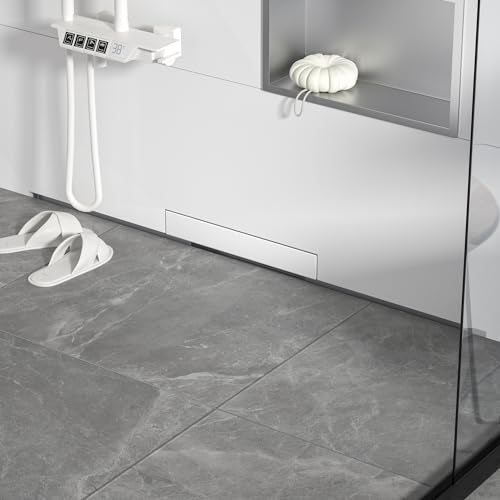 Linear Wall Drain 36’’, CUPC Certified | 304 Stainless Steel Side Drain w/ Tiled Grate & Hair Strainer, Brushed Tiled Shower Drain for Bathroom - size: 36"