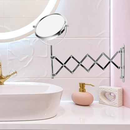 BESPORTBLE Wall Mount Makeup Mirror, 6-Inch Two-Sided Extension Mirror with 3X Magnification - Chrome Bathroom 360° Swivel