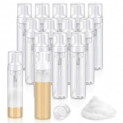 Havawish 12 Pcs 8 Oz/ 250 ml Foam Pump Bottle Transparent Empty Foaming Spray Dispenser Refillable Plastic Portable Bottle for Travel Hand Soap, Lash Cleanser - size: 8 Oz/ 250 ml