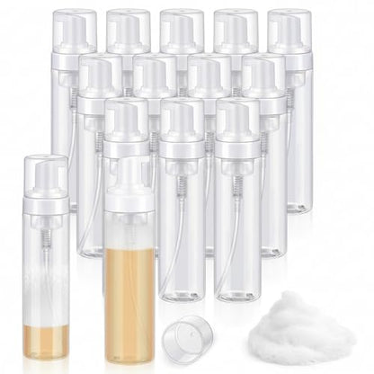 Havawish 12 Pcs 8 Oz/ 250 ml Foam Pump Bottle Transparent Empty Foaming Spray Dispenser Refillable Plastic Portable Bottle for Travel Hand Soap, Lash Cleanser - size: 8 Oz/ 250 ml