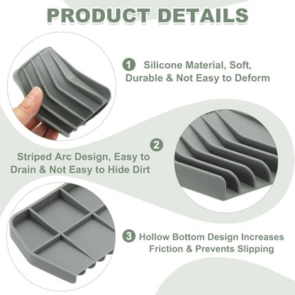 uxcell 2Pcs Soap Dish with Drainage, Silicone Self Draining Soap Bar Holder Sponge Shampoo Bars Tray for Bathroom, Shower, Bathtub, Kitchen, or Countertop(Gray) - color: Gray