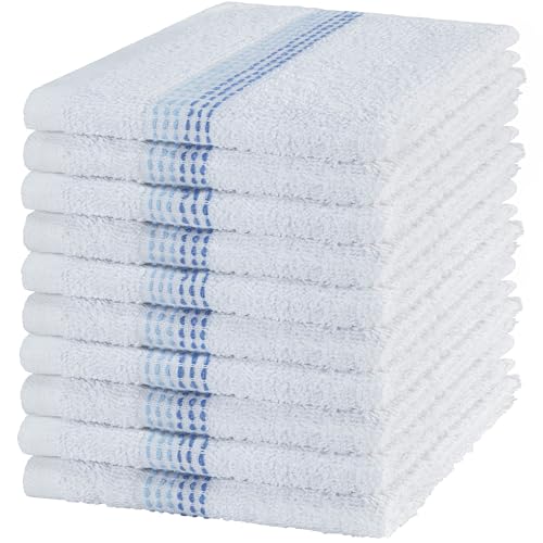 100% Cotton Washcloths 12x12 in, Blue (10 Pack) - color: Blue