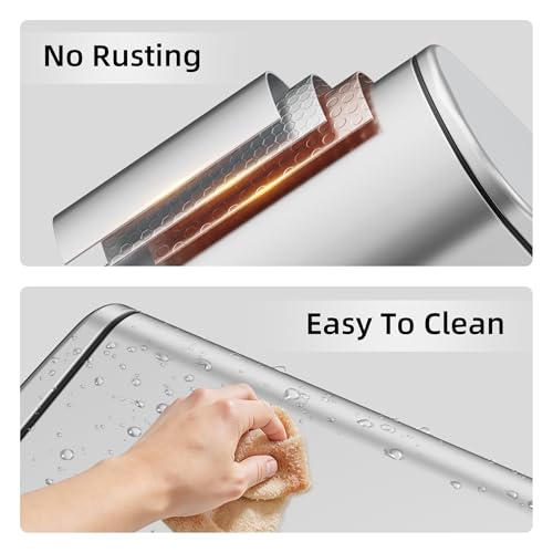 KSSKSS 2.6 Gallon/10L Slim Stainless Steel Bathroom Trash Can with Soft Close Lid, for Narrow Spaces,Bathroom, Bedroom (Silver) - color: Silver