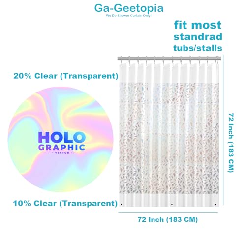 Holographic 3D EVA Shower Curtain Liner Glitter Feather, 72x72 Premium Clear Plastic Bathroom Shower Curtain with Rustproof Metal Grommets for Shower Stall, Bathtubs - color: Holographic Wings, size: 72"W x 72"L (Pack of 1)