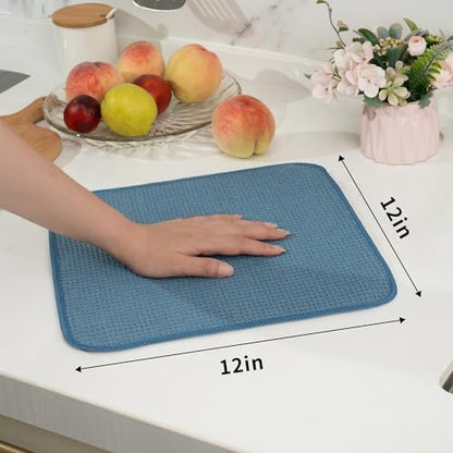 MICROFI New Microfiber Kitchen and Dish Cloths, Waffle Weave, 12 x 12 inches, Set of 6
