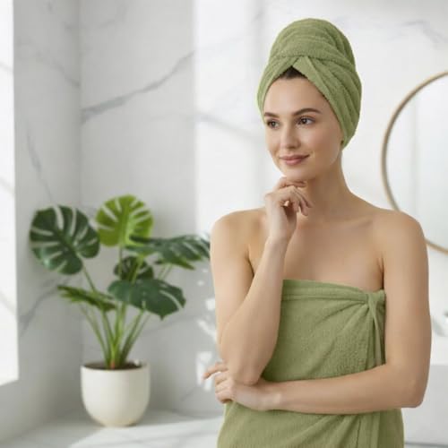 8 Piece Bath Towels for Bathroom - 100% Cotton, Soft Absorbent Bathroom Towels Set - 2 Extra Large Bath Towels, 2 Hand Towels & 4 Washcloths - Hotel Spa Thick Plush Towel, Sage Green - color: Sage Green (Pack of 8)