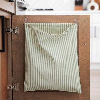 Reusable Dirty Rag Storage Linen Bag,Green and White,Classic - color: Green and White, style: Classic