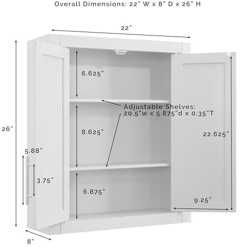 Crosley Furniture Savannah 2-Piece Wall Storage Cabinet, Cabinets for Laundry, Bathroom, Kitchen, White - color: White, style: 2-Piece Kitchen Cabinet