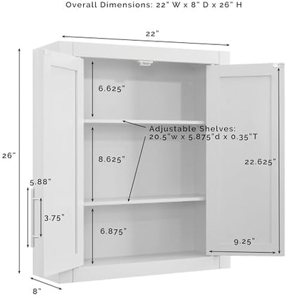 Crosley Furniture Savannah 2-Piece Wall Storage Cabinet, Cabinets for Laundry, Bathroom, Kitchen, White - color: White, style: 2-Piece Kitchen Cabinet