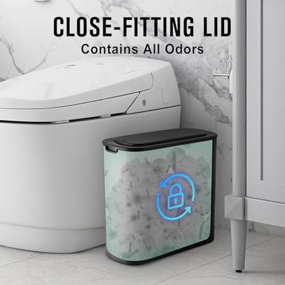 Cesun Automatic Small Bathroom Trash Can with Lid, 2.6 Gallon, Black | Motion Sensor, Plastic, Touchless, Odor Control, Smart Garbage Can, Battery Operated, Manual Button, for Office/RV/Bedroom - color: Black