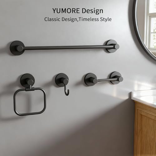 4-Piece Bathroom Set with Privot Toilet Paper Holder | All-in-One Wall Mounted Hardware Combo, Matte Black - size: 4-Wall mounted