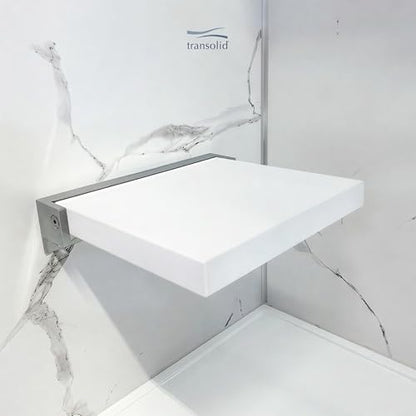Transolid Preston Flip-Up Fold-Down Wall-Mount Padded Shower Seat, 14 in. W x 13.75 in. D, White and Polished Chrome, PPS1414UP-01PC - color: White/Polished Chrome, size: 14"x14"