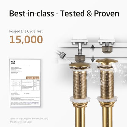 KES Brushed Gold Bathroom Pop Up Drain with Extended Thread, No Overflow | All-Metal Brass & Stainless Steel, Fits 1.6-1.9 In Sink Hole, Up To 3.94 In Thick Countertops, Easy Install - color: Brushed Gold, style: NO Overflow, Long Thread