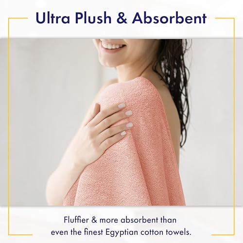100% Organic Zero-Twist Cotton Towels - GOTS Certified Luxury Bath Towels - Ultra Soft & Plush 700GSM Long-Staple Cotton - 6 Piece Towel Set (Blush Pink) - color: Blush, size: 6pc Towel Set