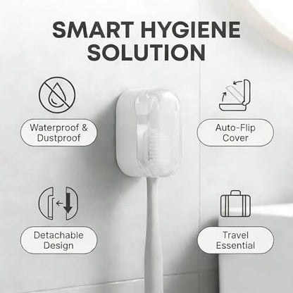 3 Pack Toothbrush Holder, Auto-Flip Cover & Dustproof (White) | Wall Mount Toothbrush Organizer, Detachable Design, Fits Manual & Sonic Brushes, Bathroom Storage for Family & Travel - color: White 3pcs