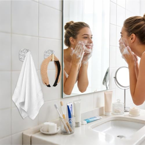 Stick on Towel Hook 4 Pieces Waterproof Coat Hanger | Water Wave Texture Adhesive Wall Towel Hooks for Toilet Shower Door Clothing Coat Purse Key Hat Backpack Bag Wreath - color: Gold