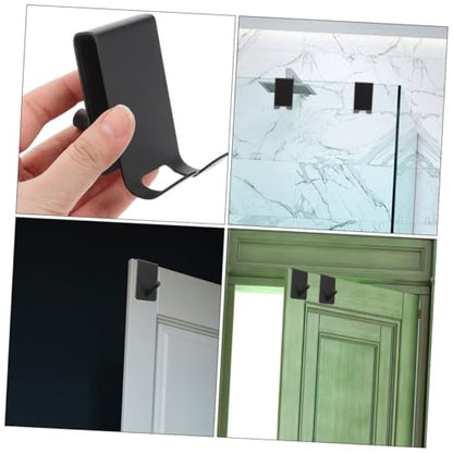 Mipcase 2pcs Stylish Bathroom Towel Hook Door Hanger Hook Stainless Steel Suction Shower Razor Magnetic Holder - color: Black
