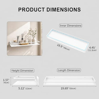 RFOUO 16 Inch Small Metal Wall Shelf with Guard Rail,White,1 Pack | Small Bathroom Shelf, Wall Mounted, Aluminum Floating Shelf, For Toothbrush Perfume Spice,Bathroom Bedroom Kitchen - color: White, size: 16Inch