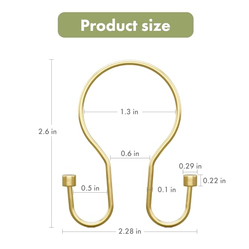 AmazerBath Shower Curtain Hooks, Shower Curtain Rings with Cylindrical Design, Light Gold Shower Curtain Hooks Rust Proof, Metal Double Hook Shower Hooks for Shower Curtain - color: Light Gold, style: Double Shower Hooks