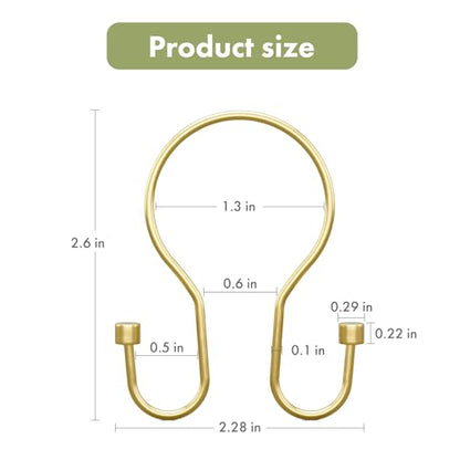 AmazerBath Shower Curtain Hooks, Shower Curtain Rings with Cylindrical Design, Light Gold Shower Curtain Hooks Rust Proof, Metal Double Hook Shower Hooks for Shower Curtain - color: Light Gold, style: Double Shower Hooks