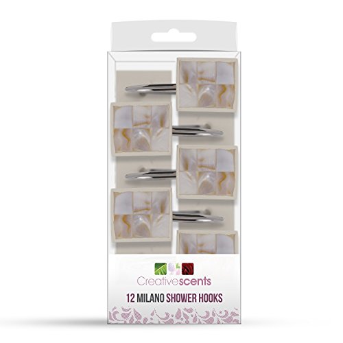 Creative Scents Milano Shower Curtain Hooks Decorative | Set of 12 | Mother of Pearl Shower Curtain Rings - style: Shower Curtain Hooks