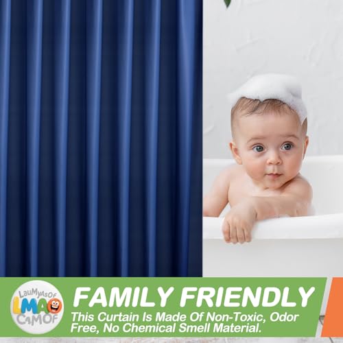 2 Pack | Navy Blue Plastic Shower Curtain Or Liner, 72x72 Inch Lightweight Plastic Bathroom Shower Showroom Inner Curtain with Rustproof Metal Grommet Holes and Weighted Magnets - color: Navy Blue