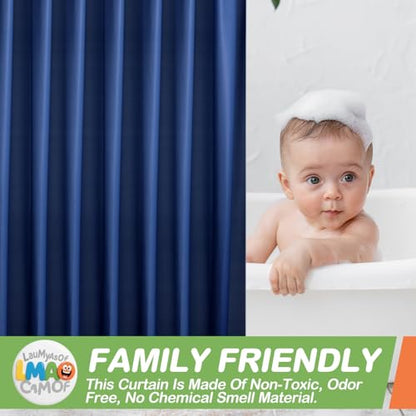 2 Pack | Navy Blue Plastic Shower Curtain Or Liner, 72x72 Inch Lightweight Plastic Bathroom Shower Showroom Inner Curtain with Rustproof Metal Grommet Holes and Weighted Magnets - color: Navy Blue