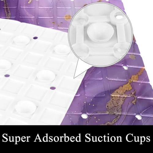 Baby Bath Mat Non Slip 26.8"x15.1" Bathtub Mat for Baby Eco Friendly Durable Bath Mat for Tub Non Slip Kids Tub Mat with Suction Cups, Purple Marble Texture - color: Multi 14