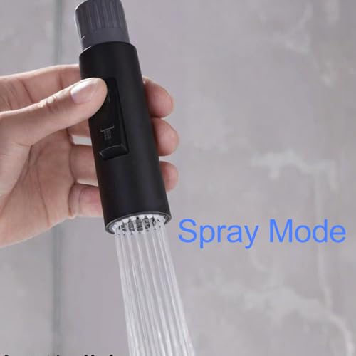 7Trees Pull Down Spray Head for Kitchen Faucet, 2-Function Bathroom Faucet Replacement Head, Water Nozzle, 1.8 GPM G1/2 Pull-Out Spray Nozzle, 0.8inch Connector (Black) - color: Black