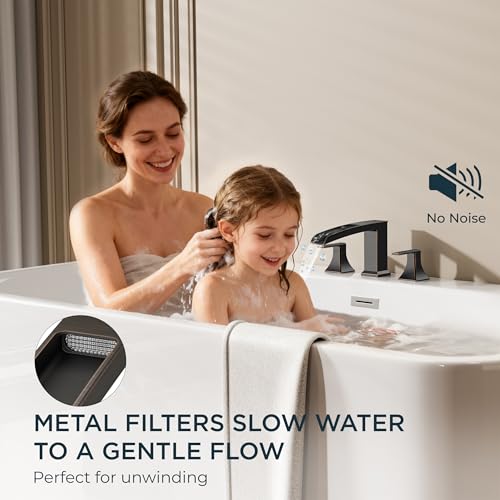 FORIOUS Roman Bathtub Faucet 3 Hole Deck Mount with 2 Handle Bronze | Tub Faucet for 3-Hole Set, 6-12" Centered Distance, Widespread Garden Bath Tub, Waterfall Spout, High Flow, Brass - color: Oil Rubbed Bronze