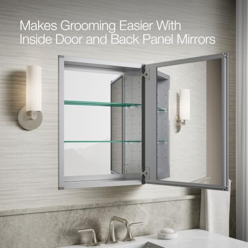 Kohler Frameless Bathroom Mirror Medicine Cabinet, 20 in x 26 in - size: 20 in. x 26 in., style: Beveled Edge
