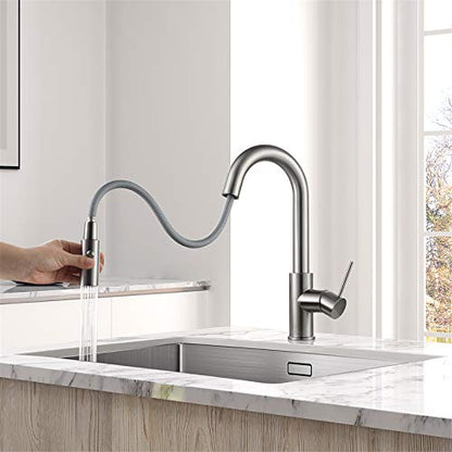 AS59BN Brushed Nickel Bar Faucet or Prep Kitchen Sink Faucet with Pull Down Sprayer and Single Handle - color: Brushed Nickel, style: Classic