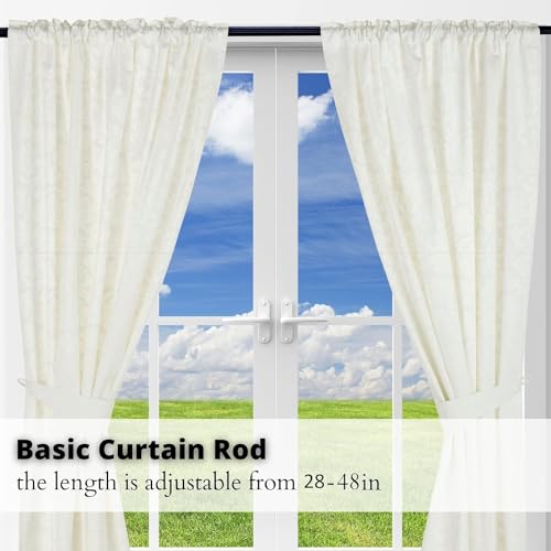 Yafa Home Fashion Heavy Duty Single Standard Adjustable Curtain Rod Hardware Included - color: Black, size: 26” - 48”